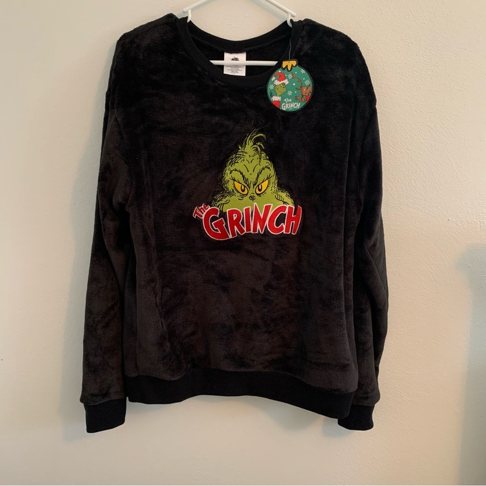 Dr. Seuss’ The Grinch Black Fleece Pullover Christmas Sweatshirt